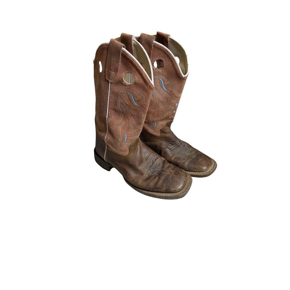 Cody James Inlay BBSC1943 Boys Brown Pull On Square Toe Western Boots Size 6 D